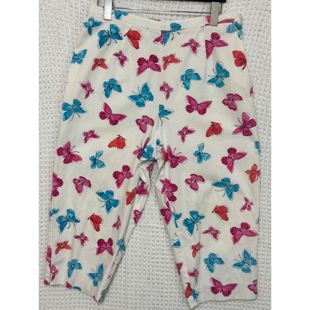 Briggs New York Butterfly‎ Print Capris Cropped Pants Womens Size 14